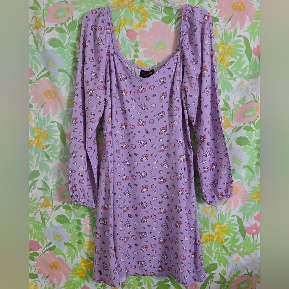 Hot Topic Sanrio My Melody And Kuromi Long Sleeve Purple Dress